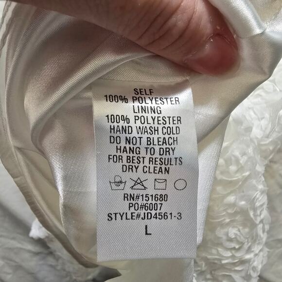 Storia White Corset 3D Floral Ribbon Sleeveless Mini Dress Large Satin Coquette - Picture 8 of 12